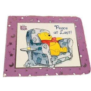 Vintage Disney Winnie The Pooh Peace At Last! Board Book 2001 Metallic Rare